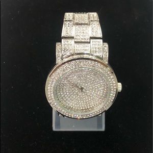 Silver Japan Movement Watch with diamonds